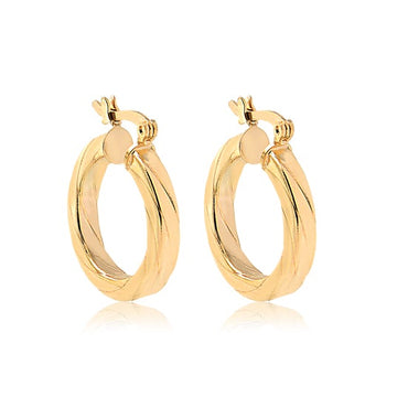 18K Gold Layered Oro Laminado 20 mm Twisted Hoops Wholesale 21.0127